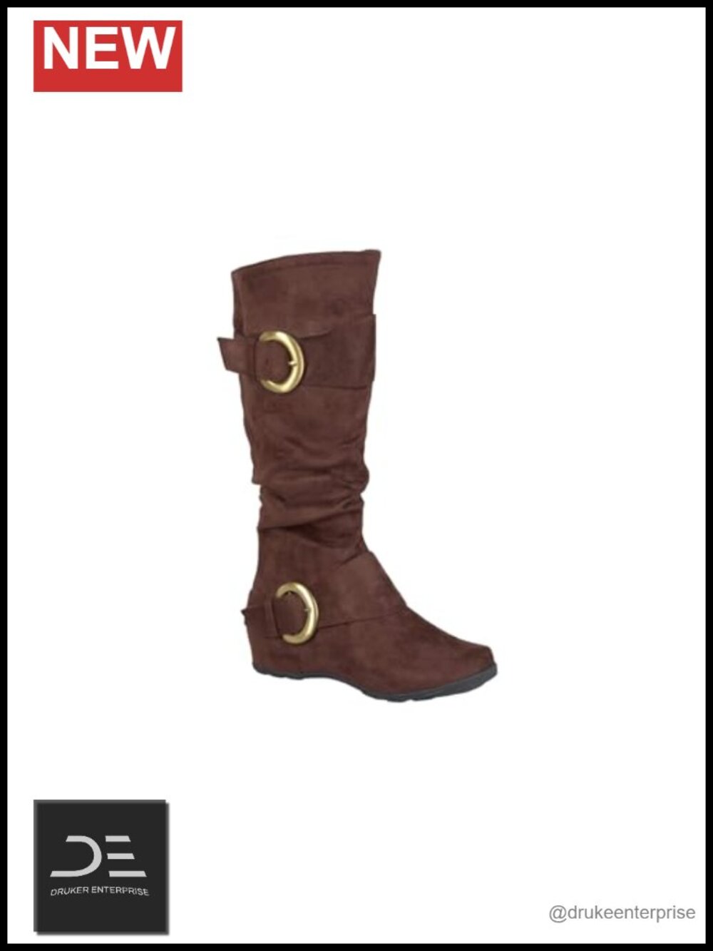 Womens Mid-Calf Zip Boots Faux Suede Hidden Wedge Heel